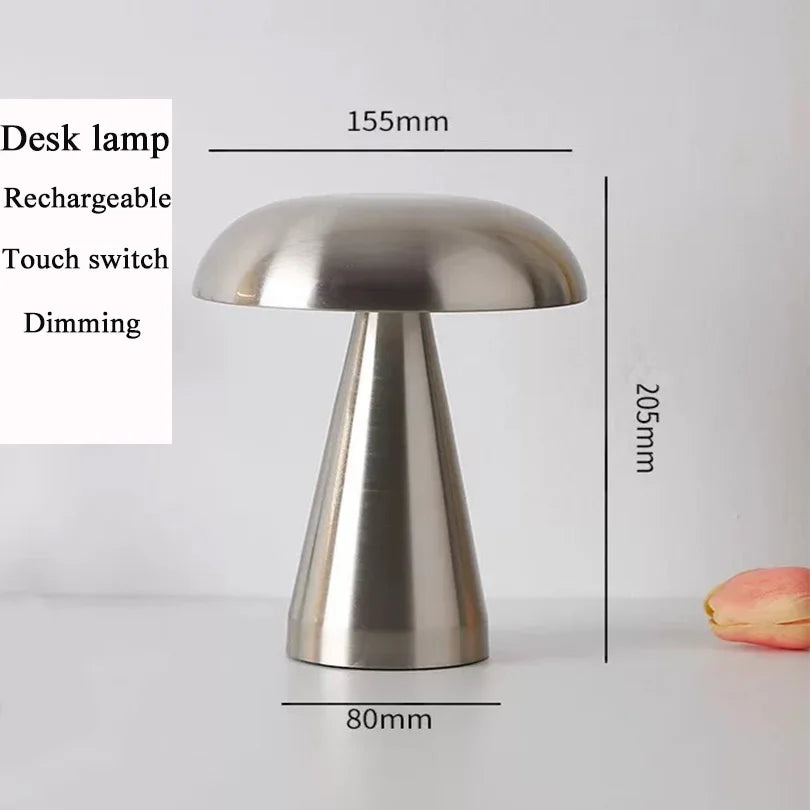 Lâmpada de mesa led retro cogumelo sensor toque lâmpada cabeceira recarregável luzes leitura para o quarto restaurante bar decoração iluminação
