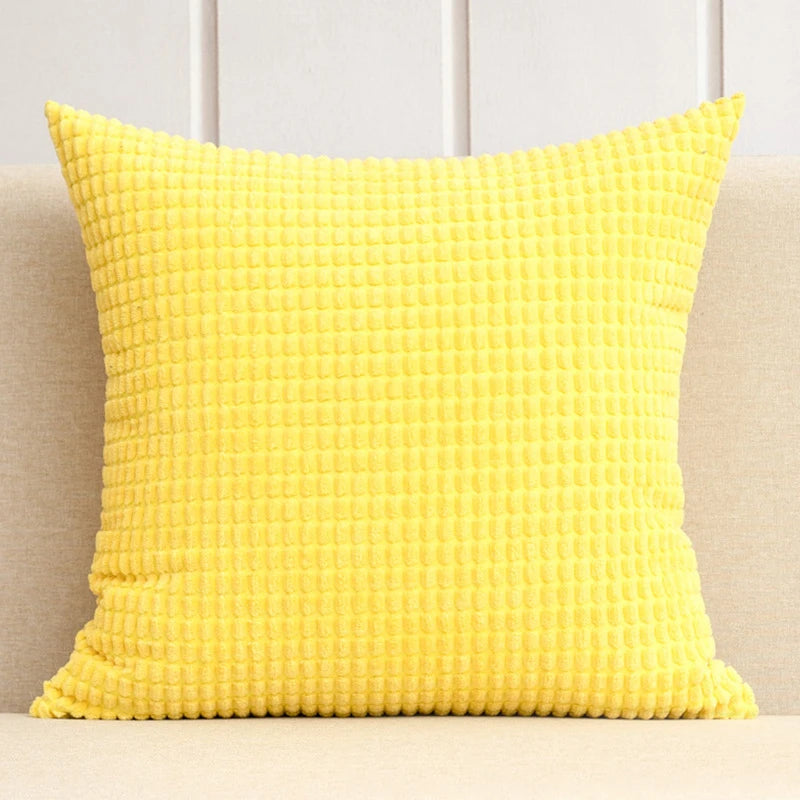 Capa de almofada decorativa para casa, veludo macio, grão de milho, 40/45/50/55/60cm, cor sólida, fronha para quarto, sofá, cadeira, carro