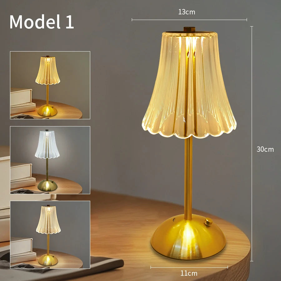 Lâmpada de mesa led usb recarregável toque escurecimento café bar atmosfera luz proteção para os olhos leitura luz da noite decoração do quarto
