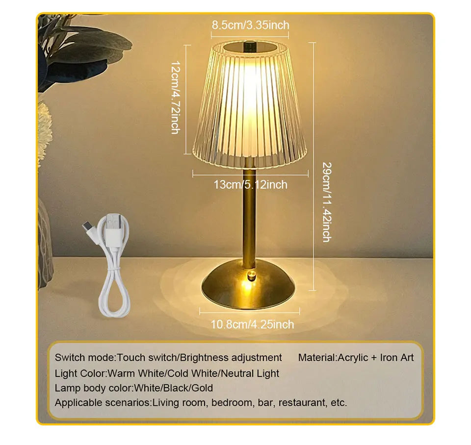 Lâmpada de mesa led sensor toque recarregável luz da noite nordic interior escurecimento suporte led lâmpada cabeceira restaurante hotel bar quarto
