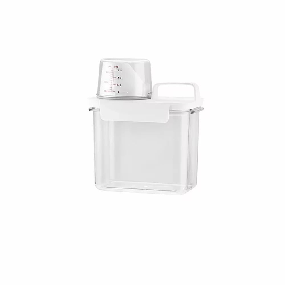 Dispensador hermético de detergente para roupas, caixa de armazenamento de pó, recipiente transparente para líquidos com tampas, jarra