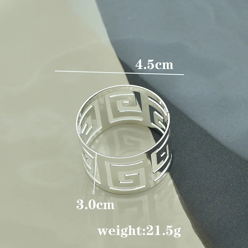 3/6/12 pçs estilo europeu guardanapo anel pano guardanapo fivela padrão oco servindo guardanapos ouro e prata decoração de mesa de casamento