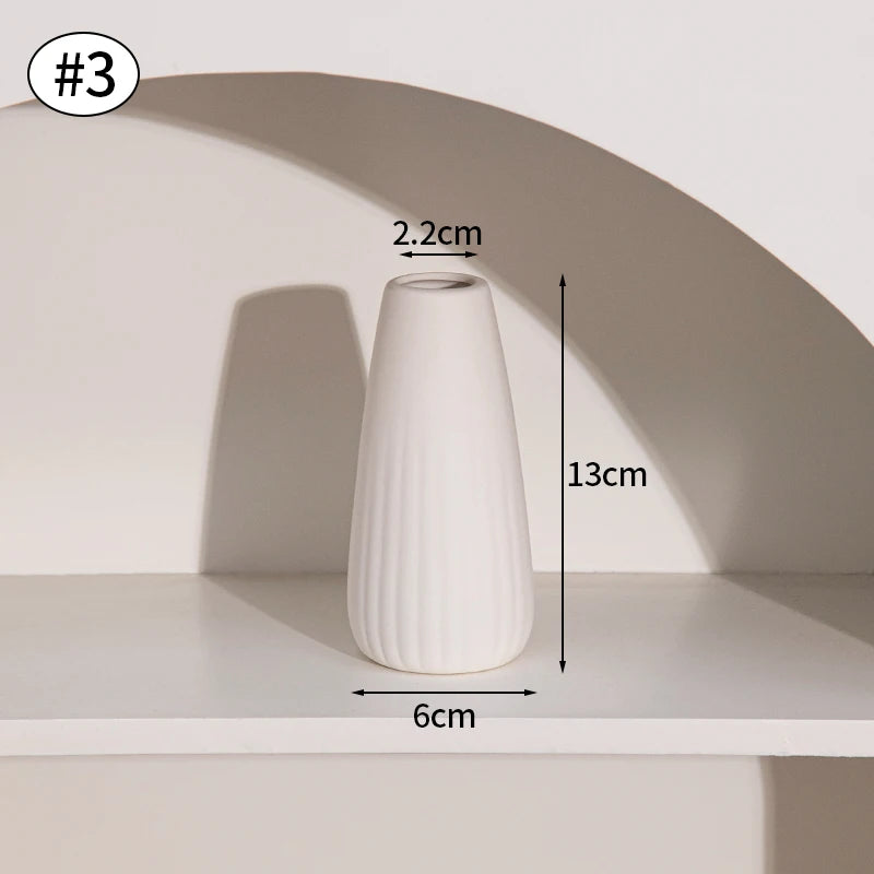 Vasos de cerâmica branca, ornamentos decorativos nórdicos, decoração para casa, sala de estar, arranjos de flores, adereços de esboço, decoração de mesa
