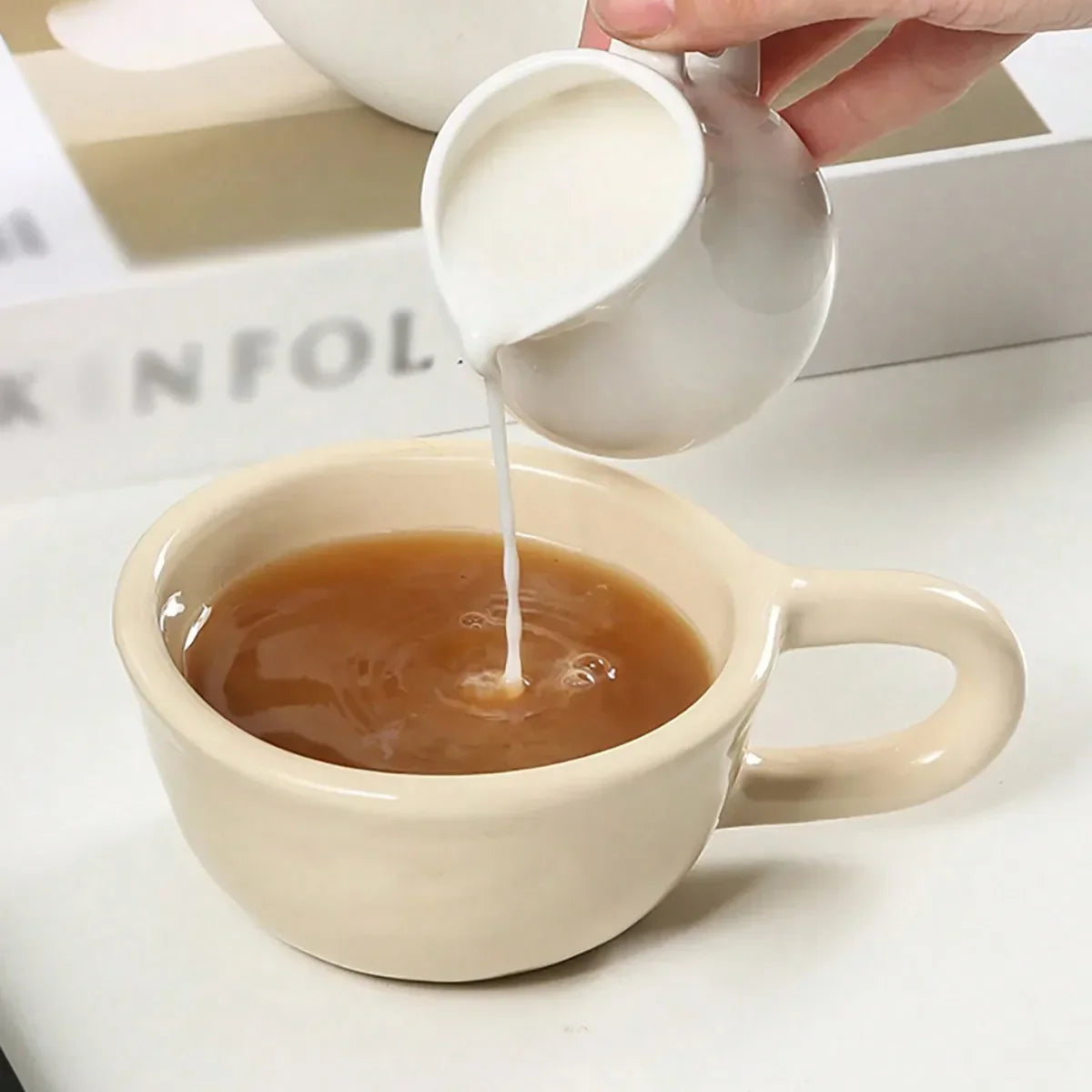 1pc criativo cerâmica xadrez padrão xícara de chá, xícara de café xadrez irregular