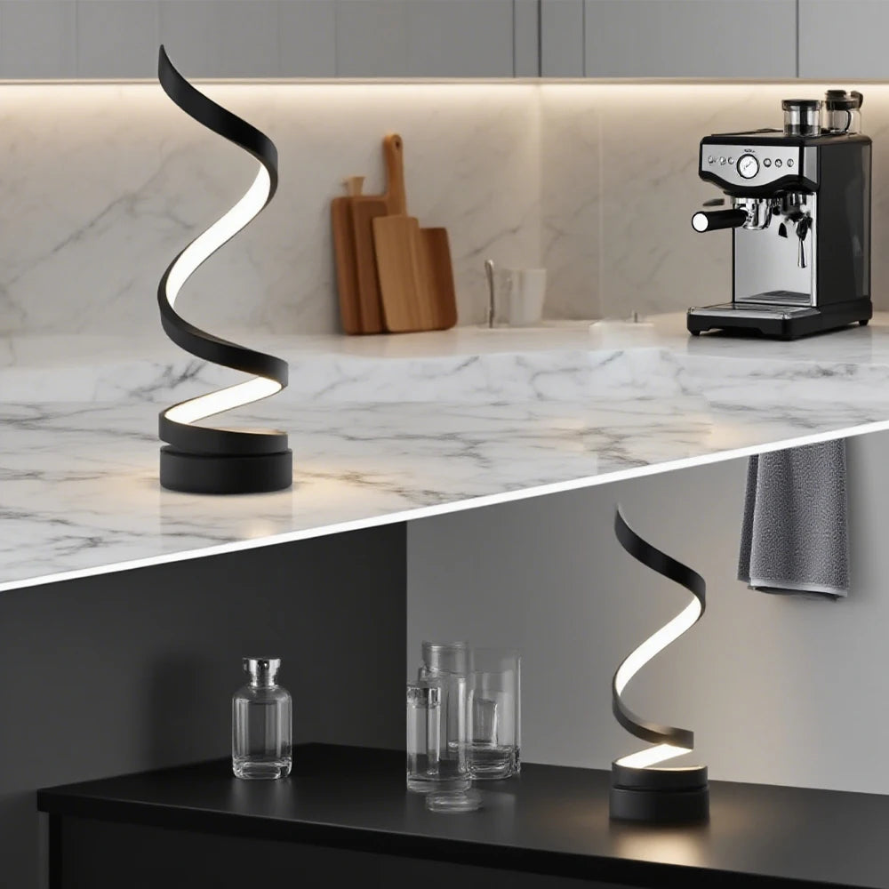 Candeeiro de mesa regulável em espiral LED adequado para sala de estar, quarto, estudo, brilho ajustável, lâmpada de cabeceira para escritório e uso doméstico
