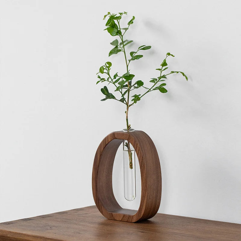 Utensílio de flores de madeira maciça arranjo de flores criativo simples planta de vidro inserção de flores mini vaso cultivado em água