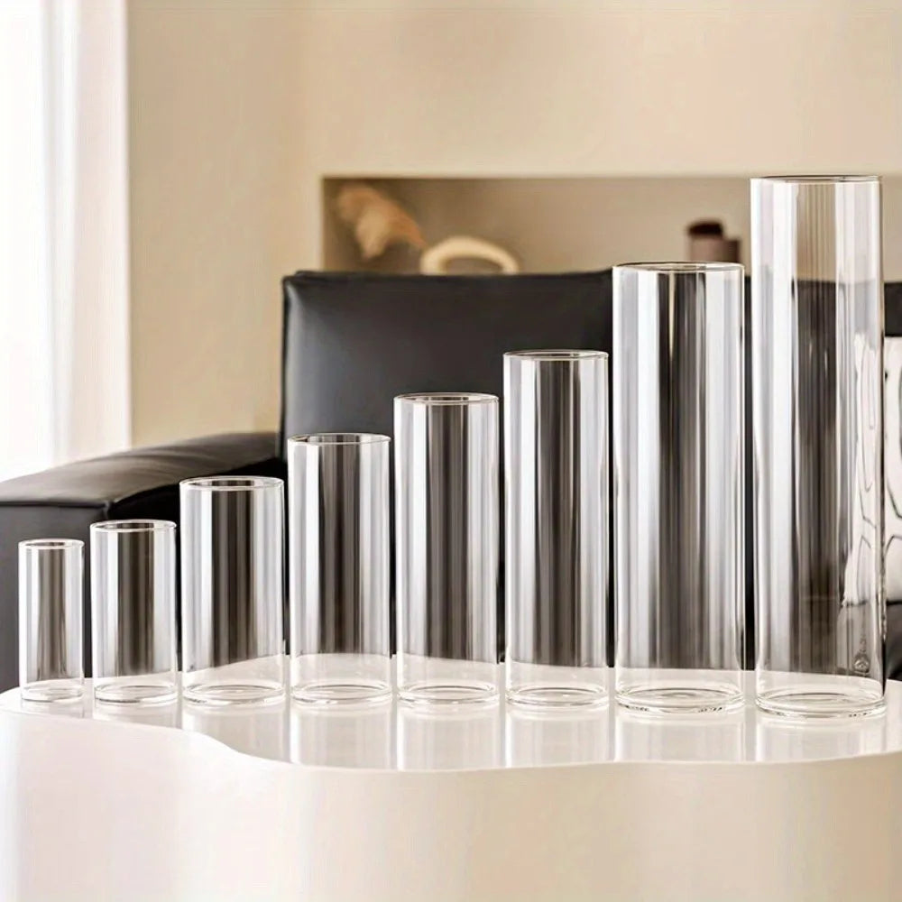 Vaso reto acrílico inquebrável, balde hidratante de flores redondas simples, decoração de mesa para casa