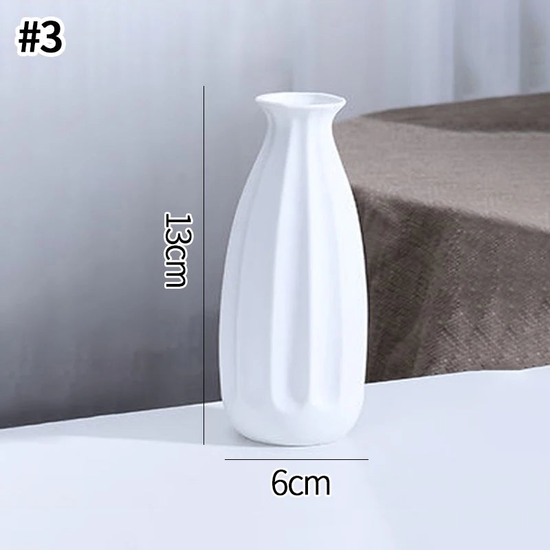 Vasos de cerâmica branca, ornamentos decorativos nórdicos, decoração para casa, sala de estar, arranjos de flores, adereços de esboço, decoração de mesa