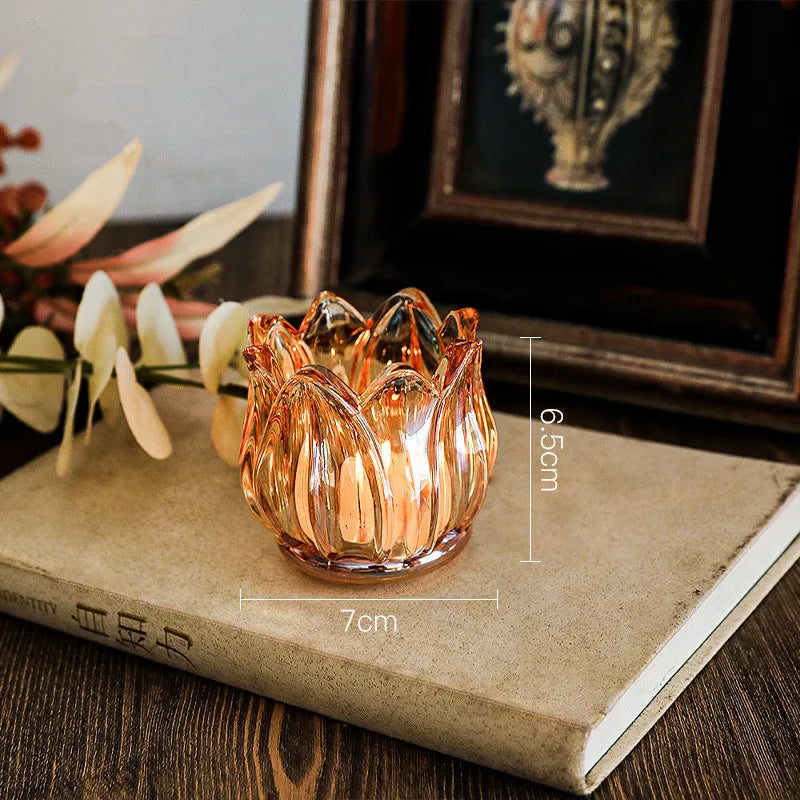 Copo de vela em forma de tulipa, vidro, adereços românticos para jantar à luz de velas, suporte de vela de aromaterapia, decoração de atmosfera festiva, 1 peça