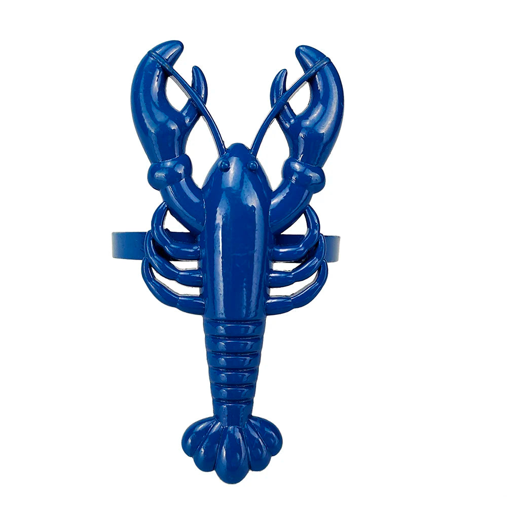 Criaturas do mar costeiro guardanapo de metal anéis 6 pçs azul náutico guardanapo suportes para casa decoração mesa jantar banqu