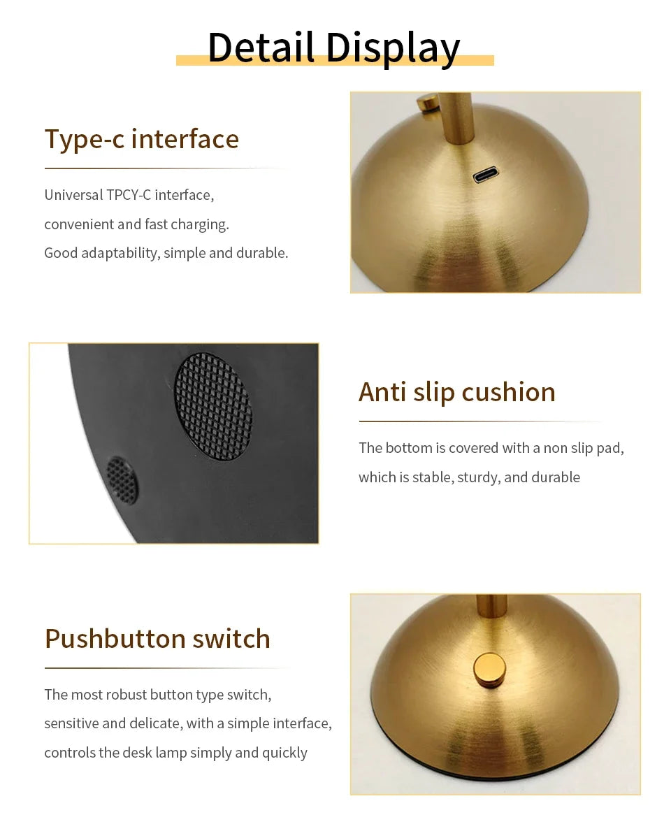 Lâmpada de mesa led usb recarregável toque escurecimento café bar atmosfera luz proteção para os olhos leitura luz da noite decoração do quarto