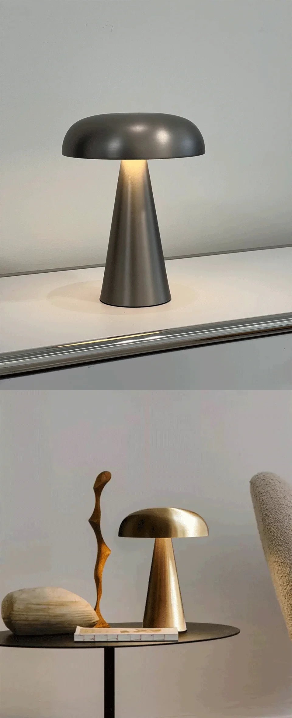 Lâmpada de mesa led retro cogumelo sensor toque lâmpada cabeceira recarregável luzes leitura para o quarto restaurante bar decoração iluminação
