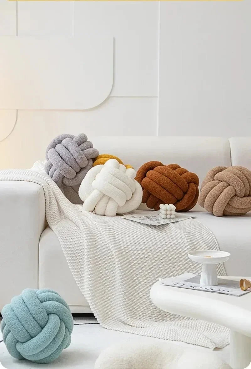 Nó estético globo almofada de pelúcia bola nórdica travesseiro de pelúcia sofá decorativo lance travesseiro macio dormir volta almofada decoração