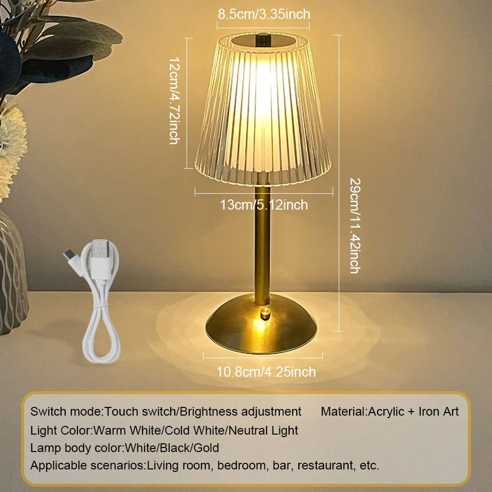 Lâmpada de mesa led sensor toque recarregável luz da noite nordic interior escurecimento suporte led lâmpada cabeceira restaurante hotel bar quarto