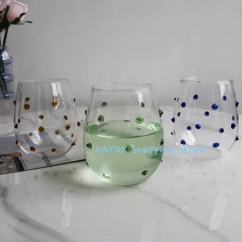 Caneca com design de vidro com pontos irregulares, canecas sensíveis, pontos ondulados táteis, canecas de leite, decoração criativa, copo de vidro, caneca de café, copo fofo