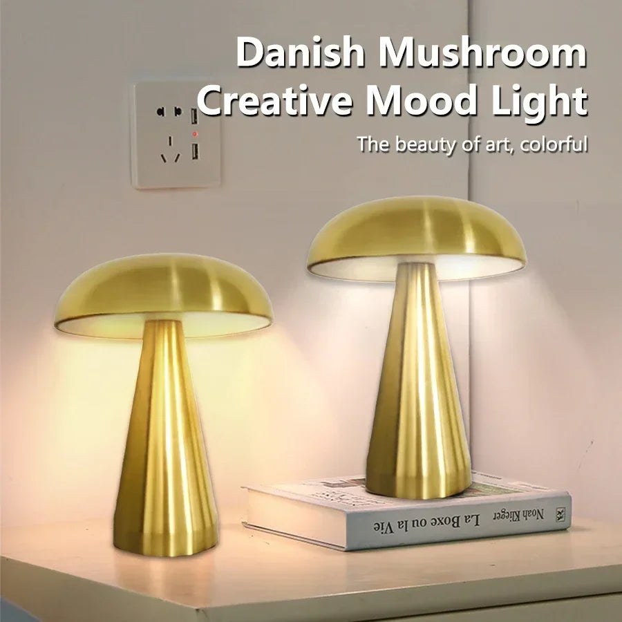 Retro led night light cogumelo sensor de toque lâmpada mesa recarregável luzes leitura para o quarto restaurante bar decoração iluminação