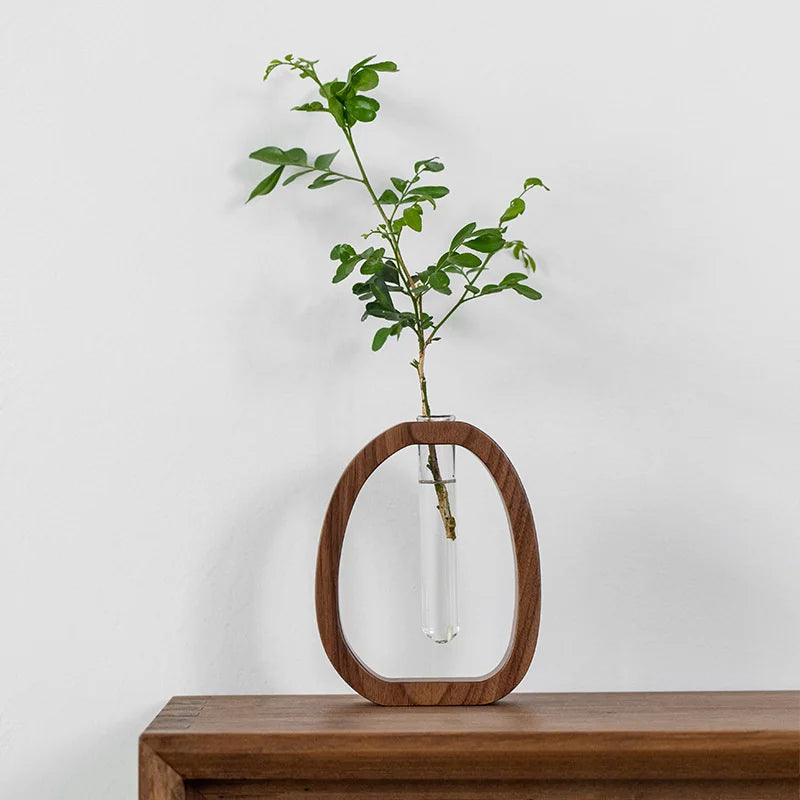 Utensílio de flores de madeira maciça arranjo de flores criativo simples planta de vidro inserção de flores mini vaso cultivado em água