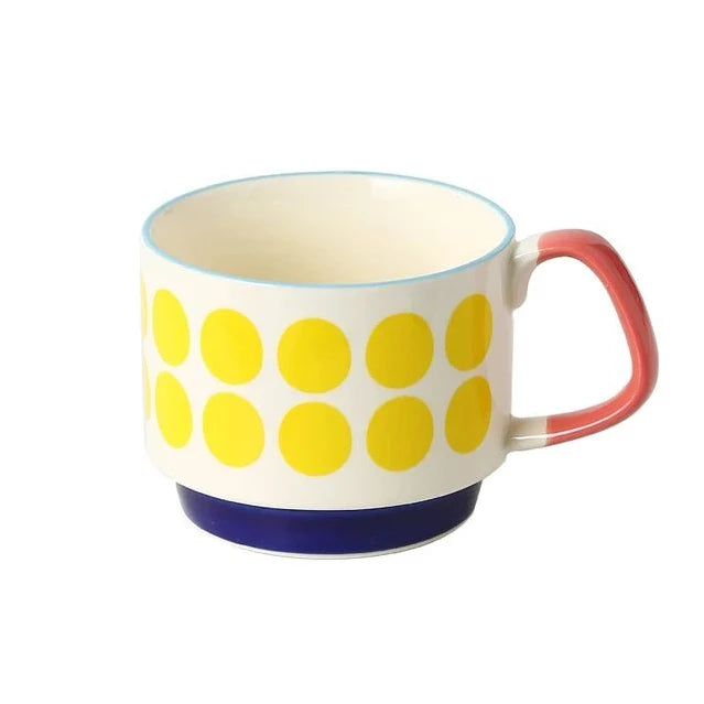 Caneca de Cerâmica Floral Japonesa | Estilo Retrô | 300ml