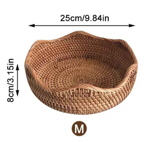 Nova cesta de armazenamento tecida à mão bandeja de armazenamento de vime cesta de vime pão frutas café da manhã chá cesta de piquenique cesta de armazenamento de cozinha