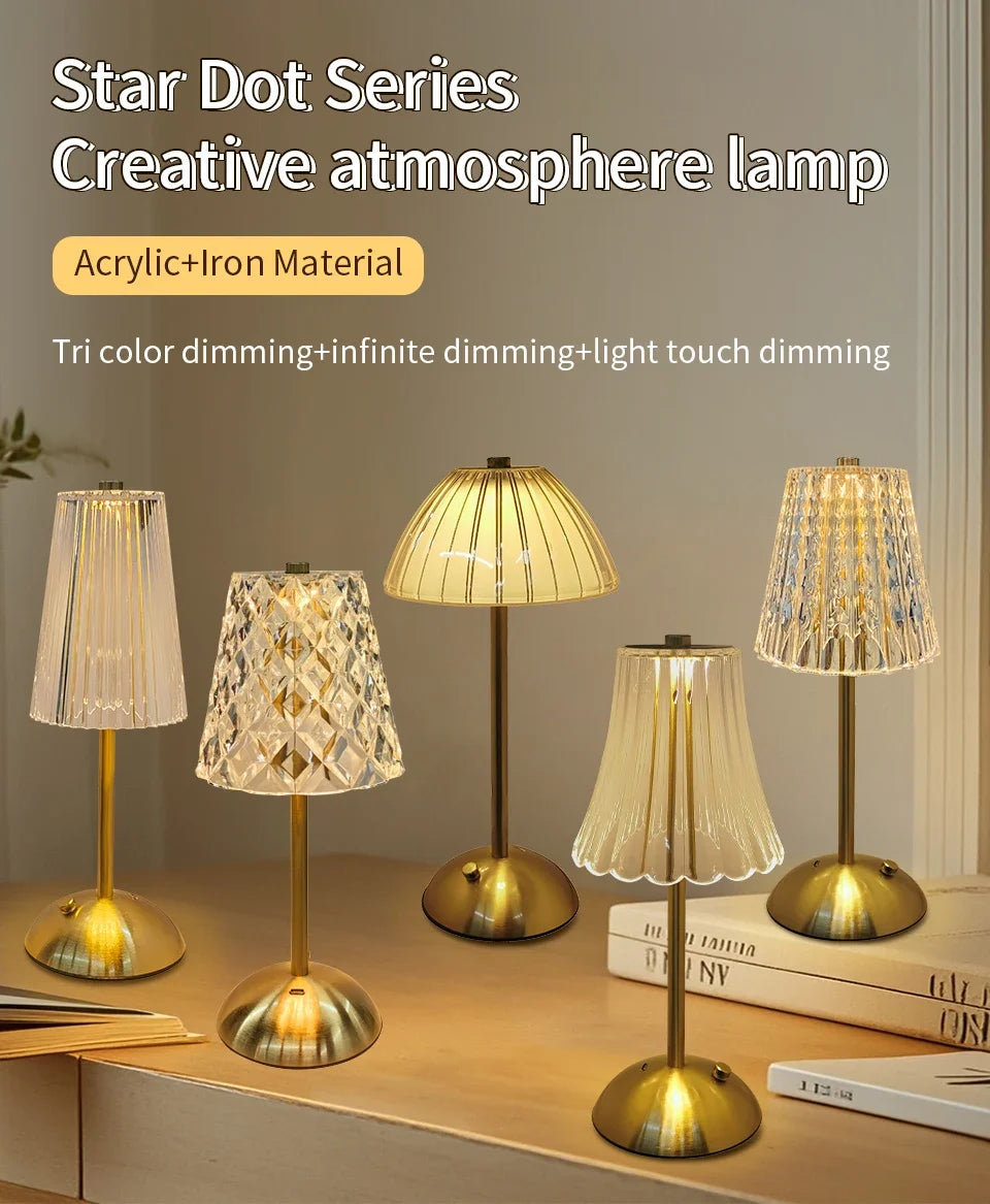 Lâmpada de mesa led usb recarregável toque escurecimento café bar atmosfera luz proteção para os olhos leitura luz da noite decoração do quarto