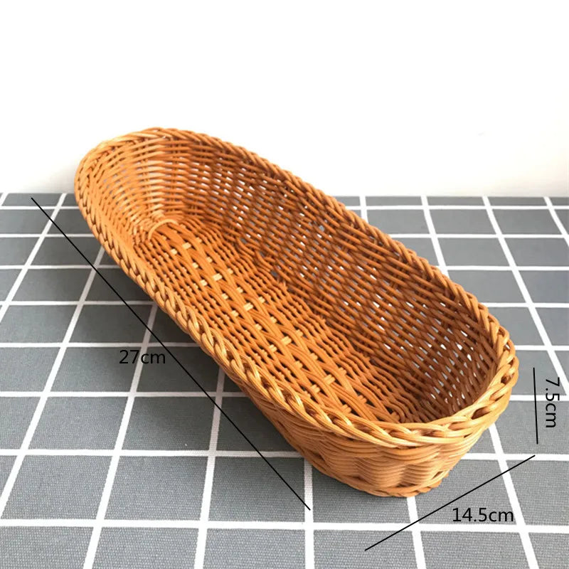 Oval curvado rattan vime tecido servindo cestas para pão frutas legumes restaurante servindo mesa exibição cesta de rattan
