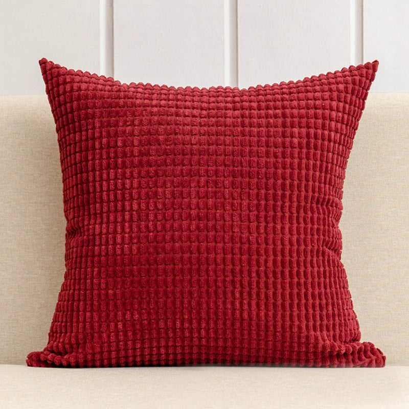 Capa de almofada decorativa para casa, veludo macio, grão de milho, 40/45/50/55/60cm, cor sólida, fronha para quarto, sofá, cadeira, carro