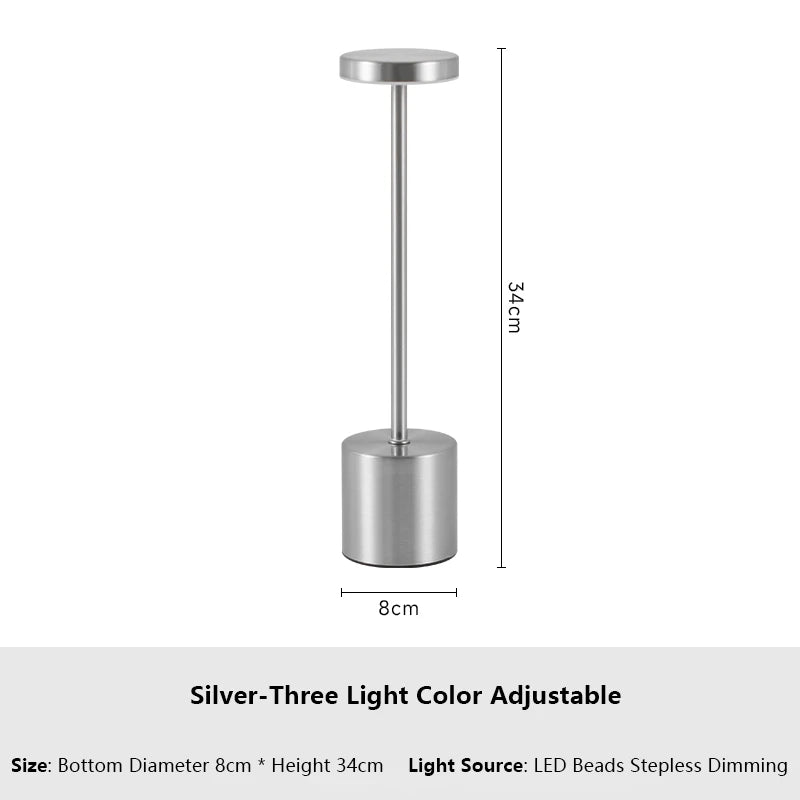Candeeiro de Mesa LED com Sensor de Toque, Luminária de Mesa Recarregável, Cabeceira Ajustável, Luz Ambiente Criativa, Decoração do Quarto Bar, Simples, 3 Cores