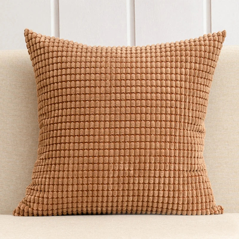 Capa de almofada decorativa para casa, veludo macio, grão de milho, 40/45/50/55/60cm, cor sólida, fronha para quarto, sofá, cadeira, carro