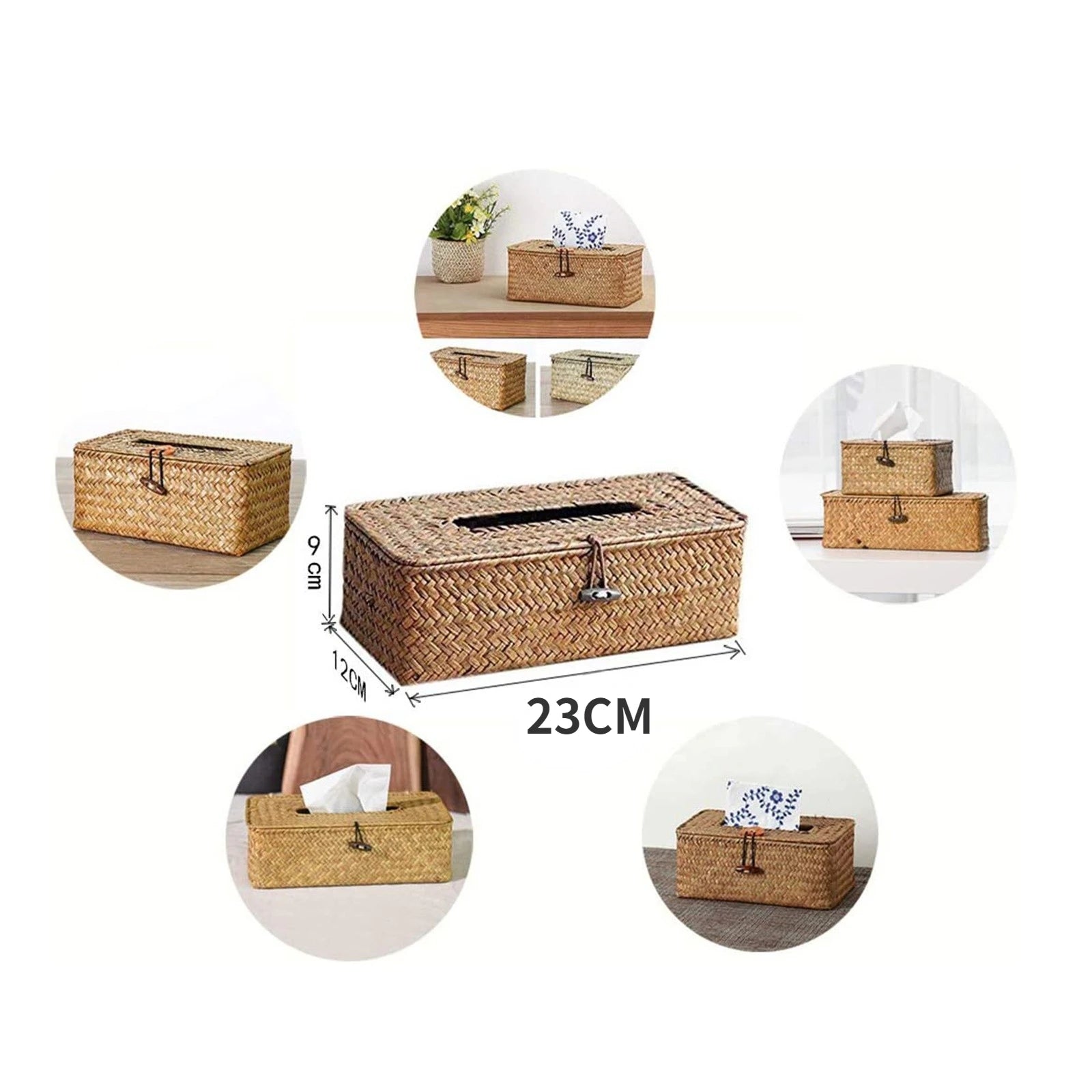 Nova caixa de tecido rattan decoração para casa artesanal desktop tecido rattan caixa para banheiro, casa, hotel e escritório