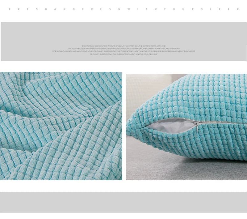 Capa de almofada decorativa para casa, veludo macio, grão de milho, 40/45/50/55/60cm, cor sólida, fronha para quarto, sofá, cadeira, carro