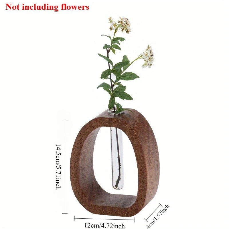 Utensílio de flores de madeira maciça arranjo de flores criativo simples planta de vidro inserção de flores mini vaso cultivado em água