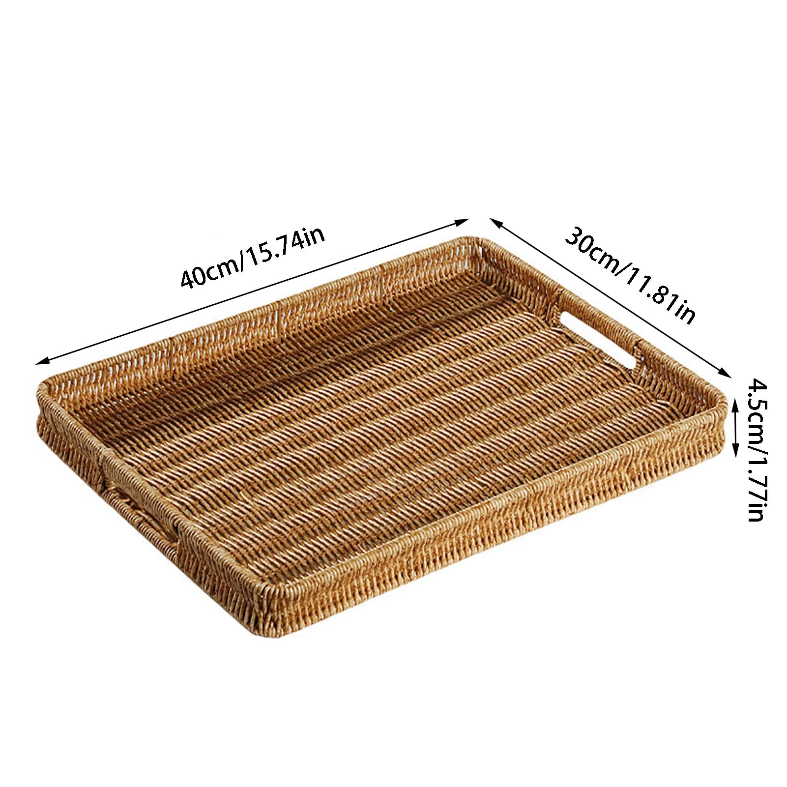 Bandeja Retangular de Rattan com Alças Cesta De Tecido De Vime, Bandeja De Banheiro, Cestas De Pão, Cesta De Armazenamento Para Festas