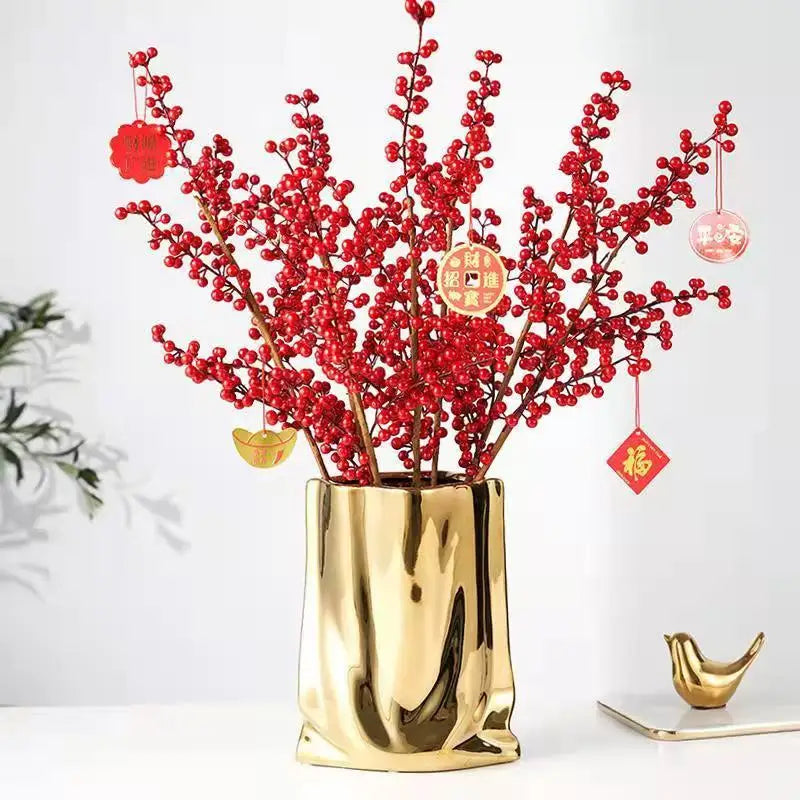 Prata ruffled flor vaso de cerâmica porcelana arranjo flor decoração saco forma terrário vasos decoração para casa