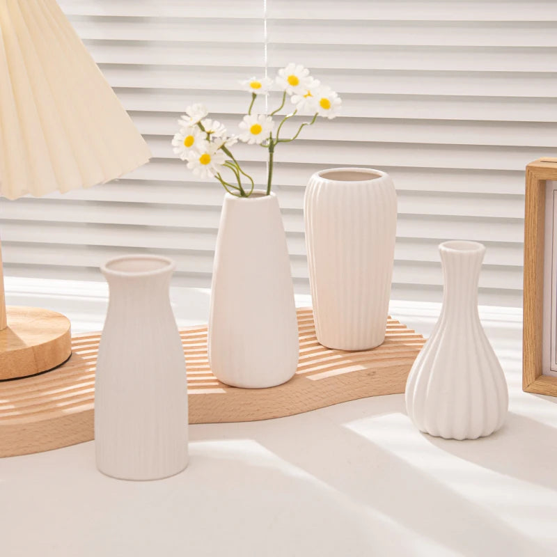 Vasos de cerâmica branca, ornamentos decorativos nórdicos, decoração para casa, sala de estar, arranjos de flores, adereços de esboço, decoração de mesa