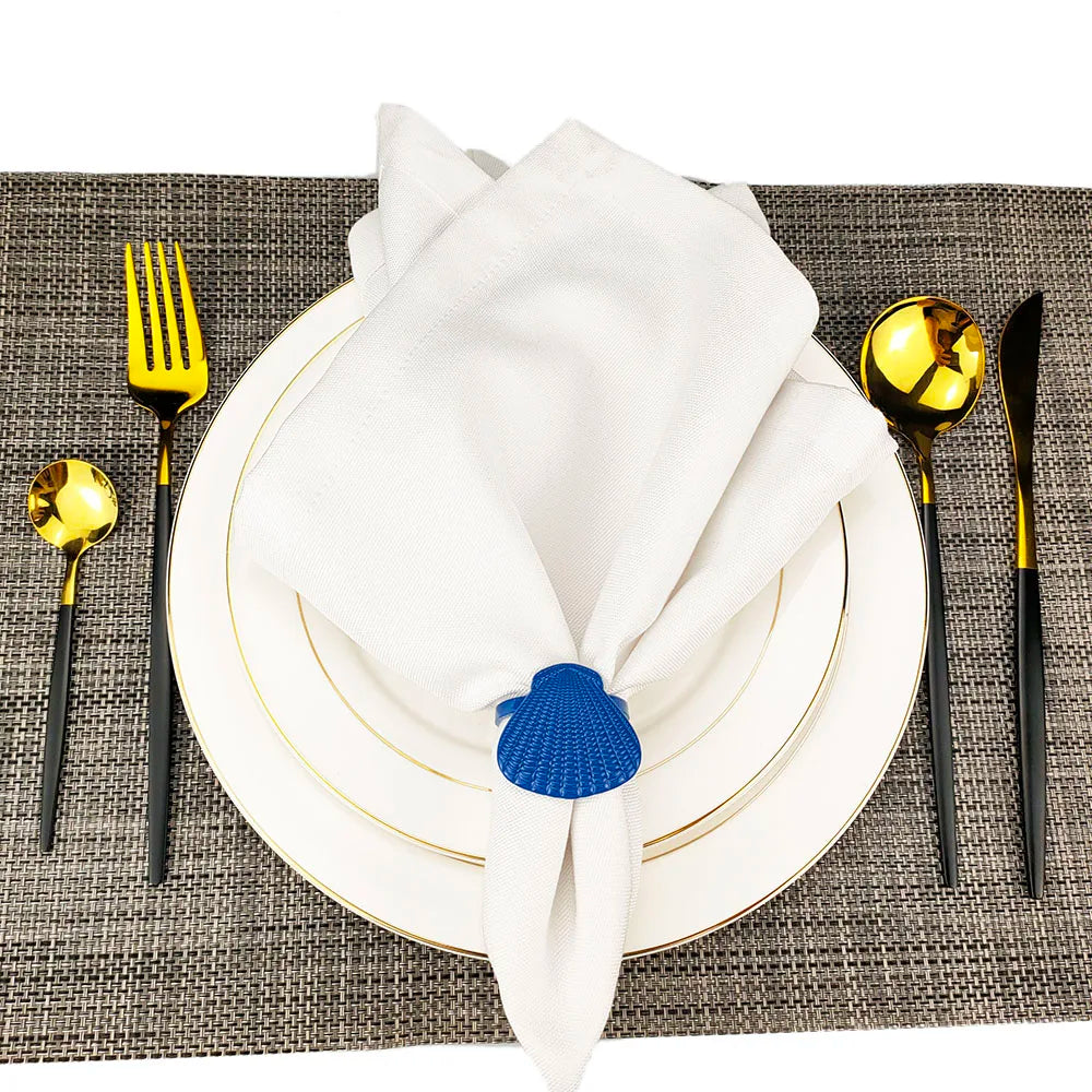 Criaturas do mar costeiro guardanapo de metal anéis 6 pçs azul náutico guardanapo suportes para casa decoração mesa jantar banqu