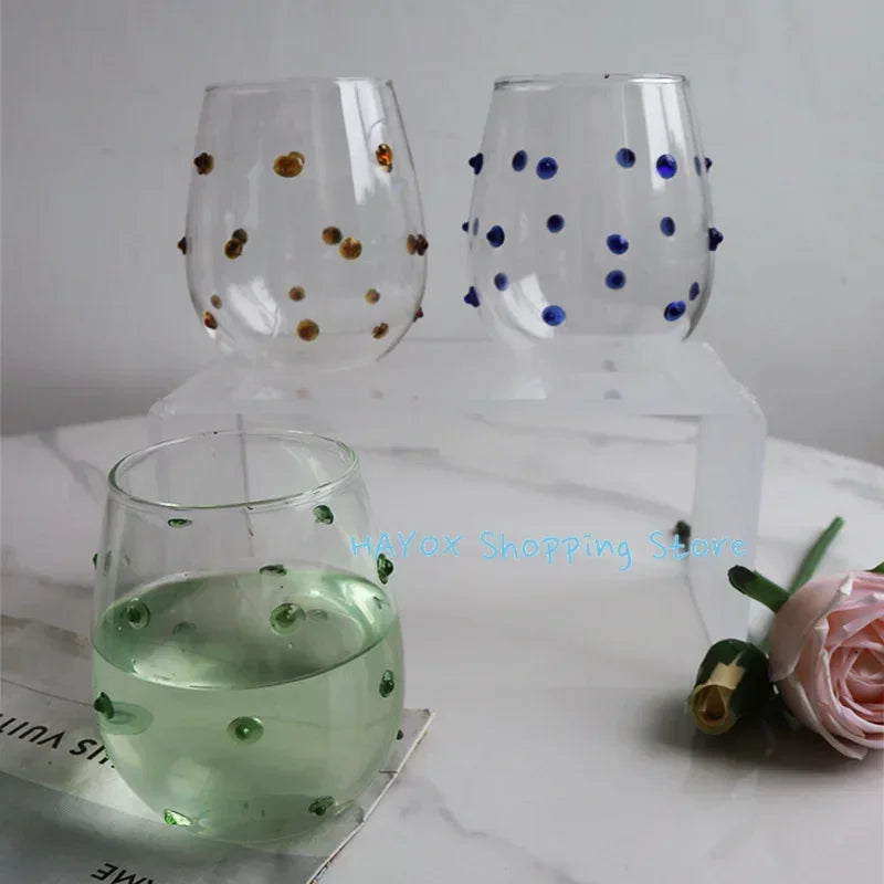Caneca com design de vidro com pontos irregulares, canecas sensíveis, pontos ondulados táteis, canecas de leite, decoração criativa, copo de vidro, caneca de café, copo fofo
