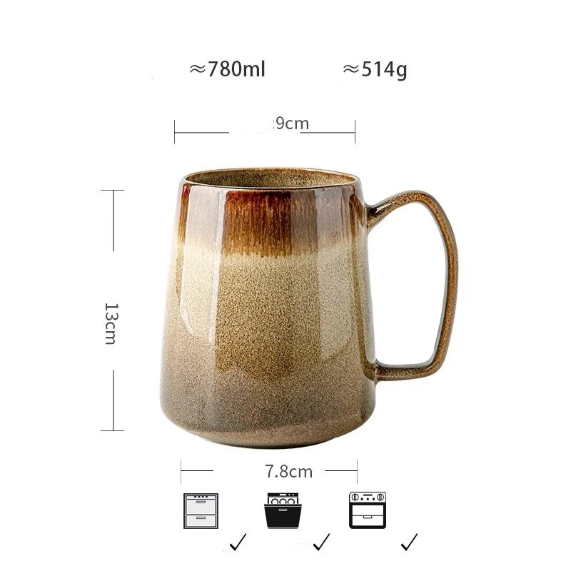 Caneca de Cerâmica Nude 780ml | Com Colher