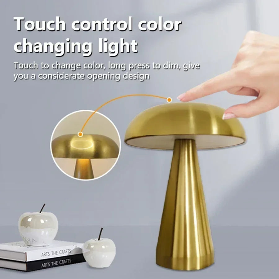 Retro led night light cogumelo sensor de toque lâmpada mesa recarregável luzes leitura para o quarto restaurante bar decoração iluminação