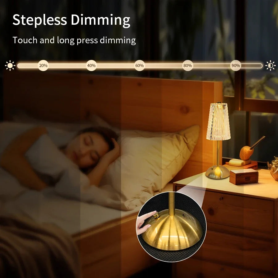 Lâmpada de mesa led usb recarregável toque escurecimento café bar atmosfera luz proteção para os olhos leitura luz da noite decoração do quarto