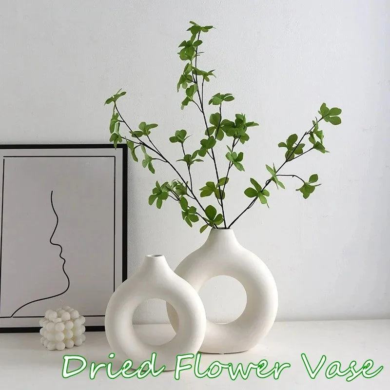 Vaso criativo em forma de donut, vaso de plástico estilo nórdico, arranjo floral minimalista, configuração de mesa, decoração de casa e sala de estar
