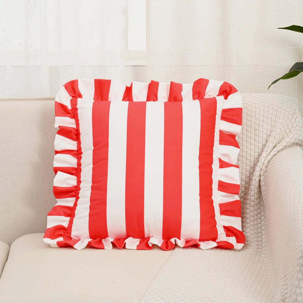 Nordic listrado impresso capa de almofada macio holandês veludo plissado borda fronhas decorativas 45*45cm almofadas decorativas para sofá