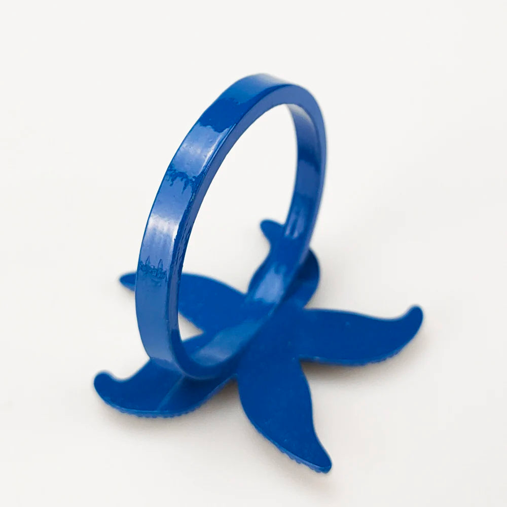 Criaturas do mar costeiro guardanapo de metal anéis 6 pçs azul náutico guardanapo suportes para casa decoração mesa jantar banqu